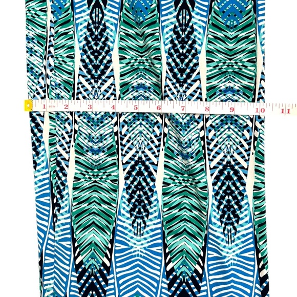 AB Studio Turquoise and Navy Abstract Wide Leg Pants - Picture 7 of 9